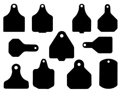 Steer eartags silhouette vector art Stock Illustration