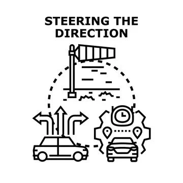 Steering direction choosing route for efficient navigation Illustration