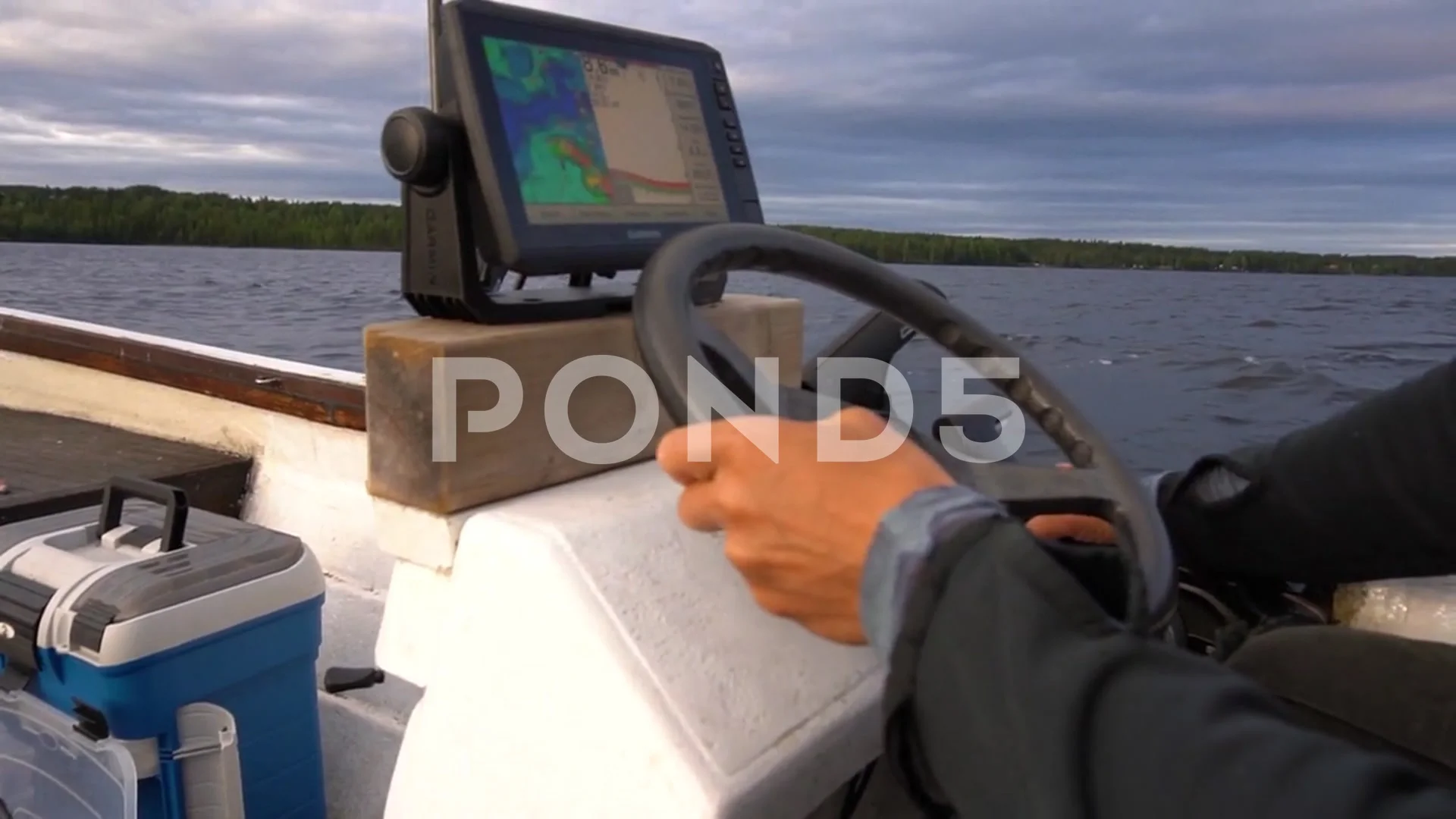Steering a Fishing Boat with a Sonar, a , Stock Video
