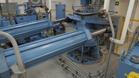 Steering gear in engine room of vessel Stock Footage 220777151