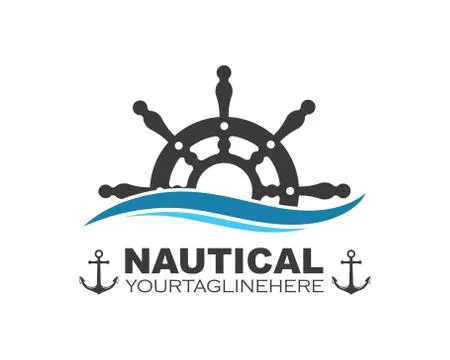 Steering ship vector logo icon of nautical maritime Stock Illustration