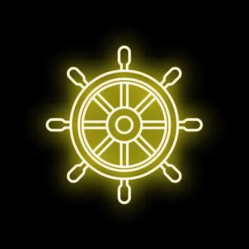 Steering a ship wheel with a glowing neon effect 스톡 일러스트