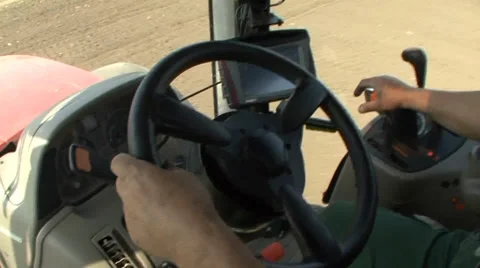 Steering of the tractor Stock Footage 39673393