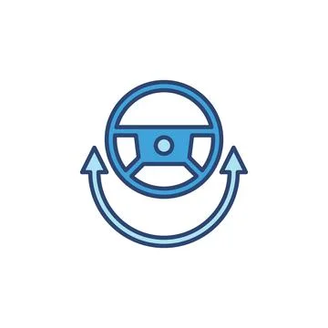 Steering Wheel and Arrow vector blue concept icon Stock Illustration