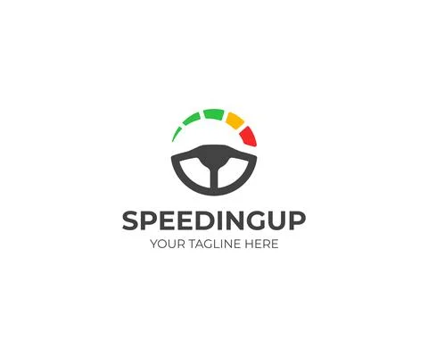 Steering Wheel and speedometer logo design. Driving school vector design Stock Illustration