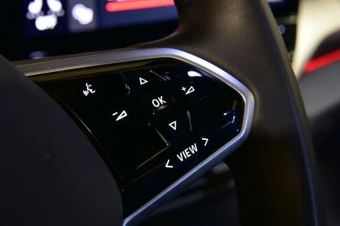 Steering wheel buttons for function control Stock Photos