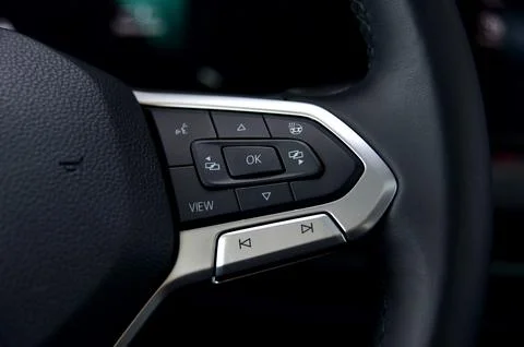 Steering wheel buttons for function control Stock Photos