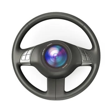 Steering wheel with camera lens Stock Illustration