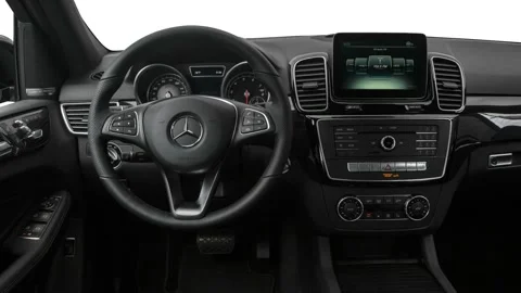 Steering wheel in car interior 2017 Mercedes-Benz GLE-Class GLE 350 4MATIC Stock Footage 159906923
