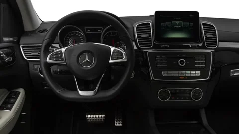 Steering wheel in car interior 2018 Mercedes-Benz GLE-Class AMG GLE 43 Video stock 159977614