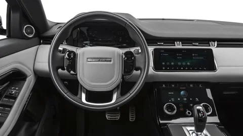 Steering wheel in car interior 2020 Land Rover Range Rover Evoque First Edition Stock Footage 160074450