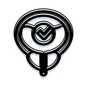 Steering wheel with check mark safety driving concept Stock Illustration