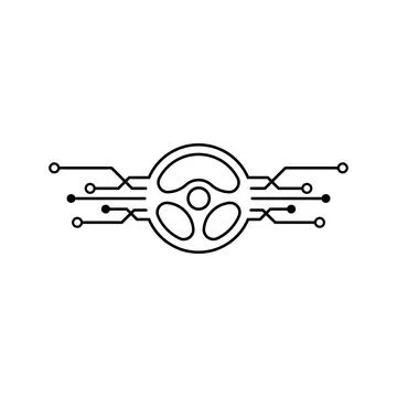 Steering wheel connected to circuit Stock Illustration