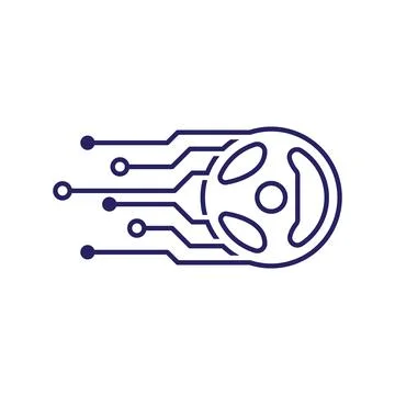 Steering wheel connected to circuit Stock Illustration