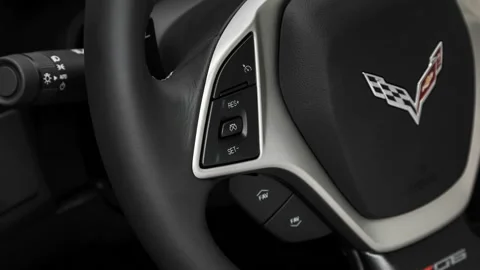 Steering wheel control buttons close up 2017 Chevrolet Corvette Z06 3LZ Video stock 159926699