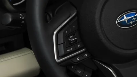 Steering wheel control buttons close up 2019 Subaru Ascent Touring 7- Passenger Stock Footage 159993720