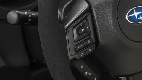 Steering wheel control buttons close up 2019 Subaru WRX STI Series Grey Stock Footage 160028667
