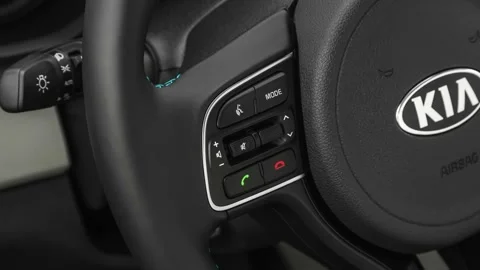 Steering wheel control buttons close up 2019 Kia Niro Plug-In Hybrid EX Premium Video stock 160032399