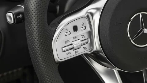 Steering wheel control buttons close up 2019 Mercedes-Benz C-Class AMG C 43 Stock Footage 160056049