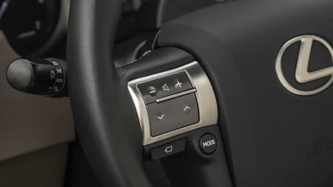Steering wheel control buttons close up 2019 Lexus GX GX460 Luxury Stock Footage 160072216
