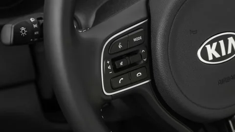 Steering wheel control buttons close up 2019 Kia Niro EV EX Stock Footage 160076352