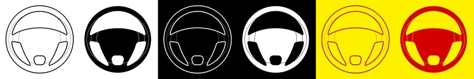 Steering wheel. Correct position of driver hands on steering wheel. Driver Stock Illustration