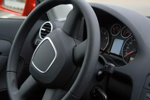 Steering wheel with dashboard Stock Photos