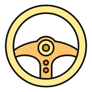 Steering wheel driving and navigation color icon Stockillustratie