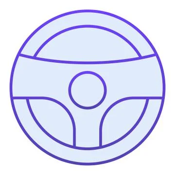 Steering wheel flat icon. Driver steering wheel with signal blue icons in trendy Stock Illustration