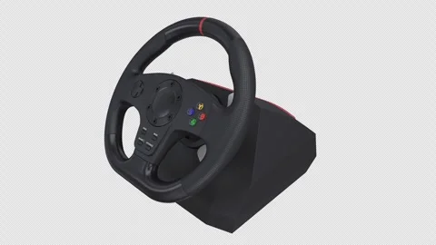 Steering Wheel Game Control 360 Animation Transparent Background in 4K Stock Footage 302638037