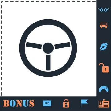 Steering Wheel icon flat Stock Illustration