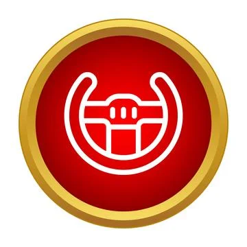 Steering wheel icon on red circle displaying control 库存插图
