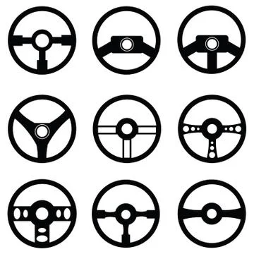 Steering wheel icon set Illustrazione stock
