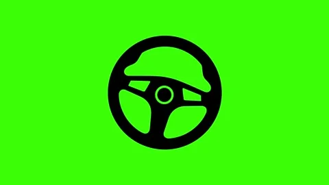 Steering wheel icon silhouette animation on green screen 4K motion graphic Stock Footage 322153298