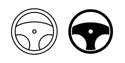Steering wheel icon symbol. Vector illustration pack in black color. Illustration