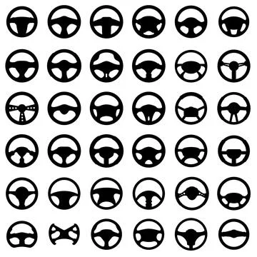 Steering wheel icons set. flat set of steering wheel vector icons Stock Illustration