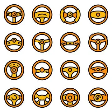 Steering wheel icons set vector flat Stock Illustration