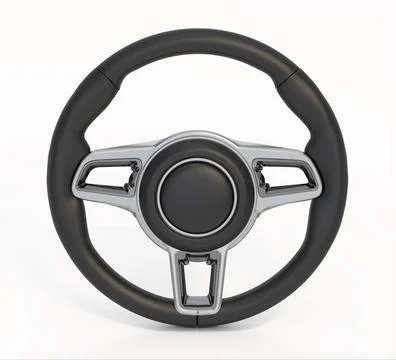 Steering wheel isolated on white background. 3D illustration Stockillustratie