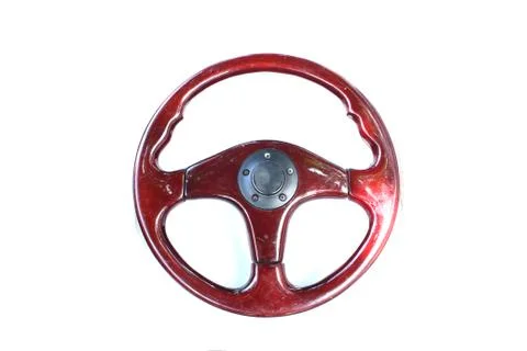 Steering wheel on isolated white background Stock Photos