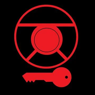 Steering wheel lock ignition lock warning indicator light useful for automot Stock Illustration