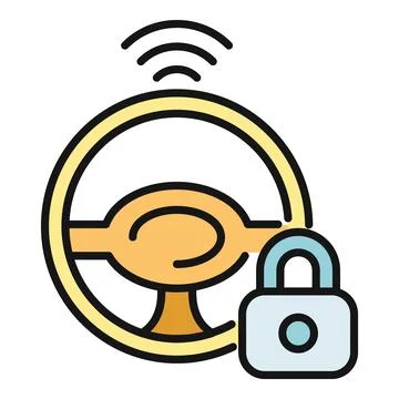 Steering wheel locking system with smart technology icon Stock Illustration