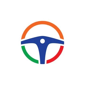 Steering wheel logo icon Stock Illustration