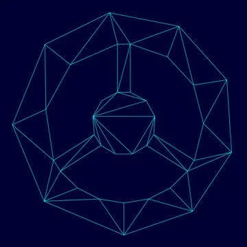 Steering wheel low poly triangulation triangulated polygonal electric cyan .. Stock Illustration