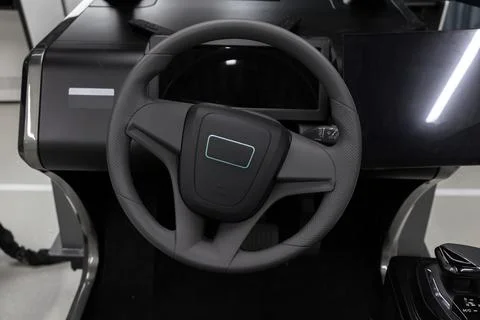 Steering wheel of a modern car simulator system 写真素材