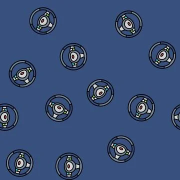 Steering wheel with multimedia controls vector seamless pattern Stockillustratie