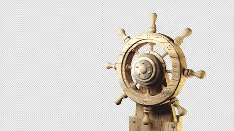 Steering wheel of an old ship Stock Footage 247043346
