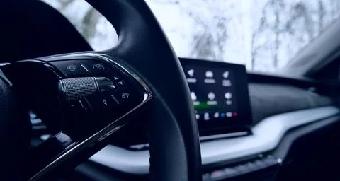 Steering Wheel with Operation Control Buttons Stock Photos