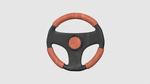 Steering Wheel Rotating on a Transparent Background. Seamless Loop. 4K Stock Footage 297197167