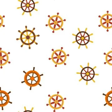 Steering Wheel, Rudder Linear Vector Seamless Pattern 스톡 일러스트