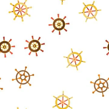 Steering Wheel, Rudder Linear Vector Seamless Pattern Stock Illustration